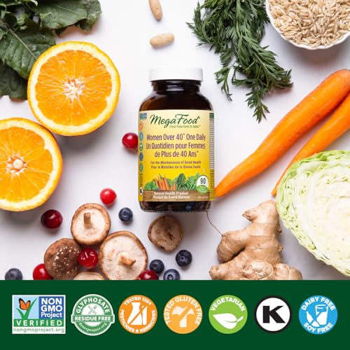 MegaFood Women's Daily Vitamins Multivitamins Supplements for Womens over 40 Plus | One a Day Woman's Health Zinc Iron Vitamin C Vegan Multivitamins and Supplements for Womens Her Adults | 90 Tablets
