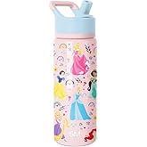 Simple Modern Kids Summit Water Bottle with Straw Lid | Disney Princess 18oz Stainless Steel Cup Insulated Tumbler for Girls, School | Princess Rainbows