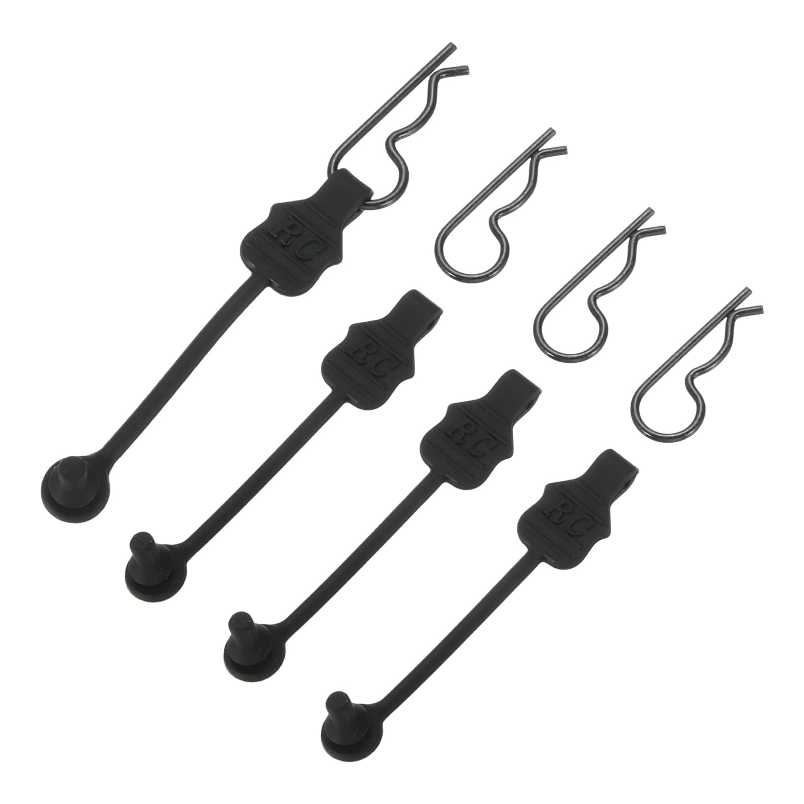 sourcing map 4 Pcs RC Body Clip Retainers, 1.2mm Rod RC Clips Shell Fixed Buckle Lock Springy R Pins Shell Replacement Parts for All 1/8 1/10 Scale Model Car Crawler Truck(Black)