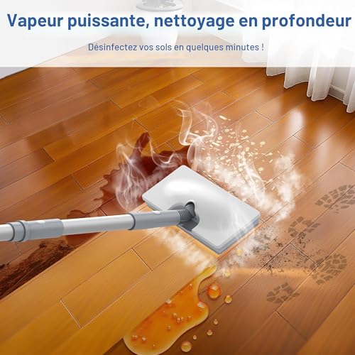 Ariceck FV07 Multifunction Steam Mop | 6 in 1 | Fast Heating in 15 Seconds | Eliminates 99.9% of Bacteria and Mites | Compatible with Hardwood Floors and Tiles