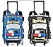 Children Toddler Kid's 2-4-6th Grade Pupils School Bag Backpack with Wheeled Trolley Hand, 3D Police car (black)