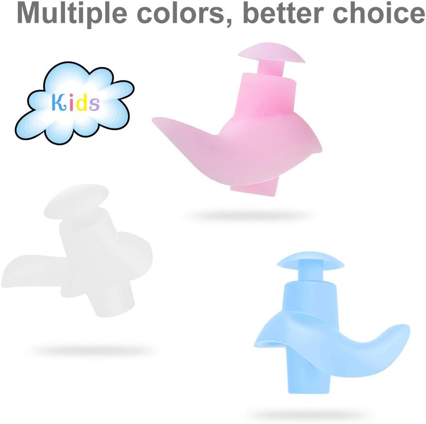 SYOSIN Swimming Ear Plugs for Kids, 3 Pairs Professional Waterproof Reusable Silicone Earplugs for Swimming Showering Surfing Snorkeling and Other Water Sports Kids Size: Health & Personal Care