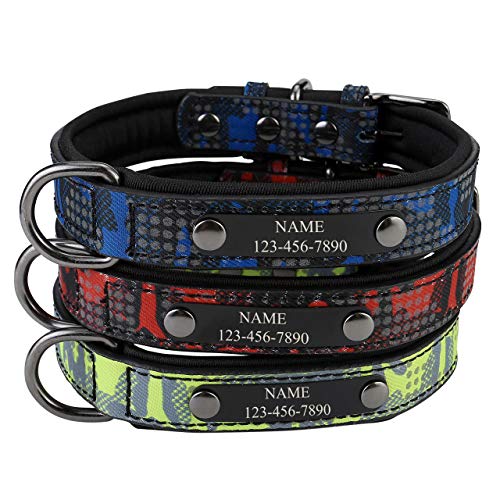 Mogoko Camo Personalized Dog Collar，Custom Reflective Camouflage Pet Collar with ID Name/Phone
