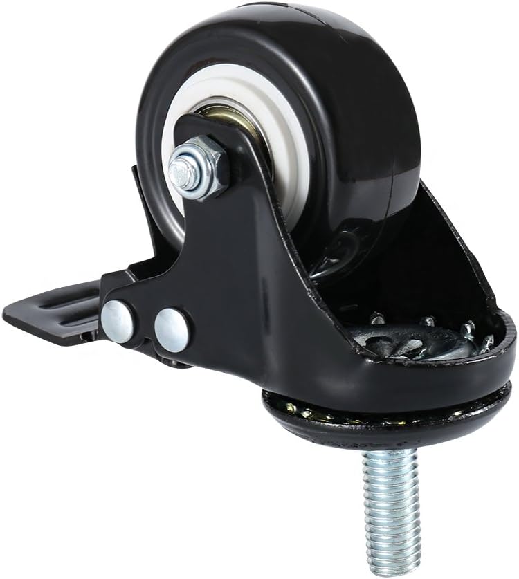DICASAL 2" Stem Casters, Heavy Duty Swivel Stem Casters PU Foam Quite Mute No Noise Castors Markless Wheels Double Bearings and Locks Loading 300 Lbs Pack of 4 with Brake Black: Automotive
