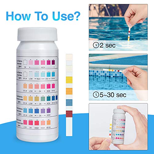 Pool Test Strips, Pool Water Test Kit 6Ways Pool Chemicals & Water
