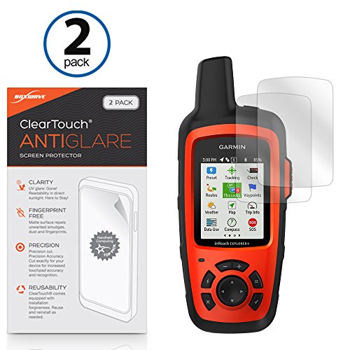 Garmin inReach Explorer+ Screen Protector, BoxWave [ClearTouch Anti-Glare (2-Pack)] Anti-Fingerprint Matte Film Skin for Garmin inReach Explorer+, SE+