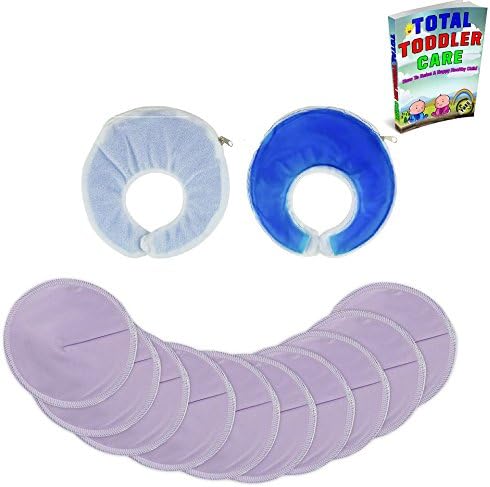 Organic Bamboo Washable Contoured Nursing Pads - Bra Pads. FREE 3-in-1 Hot and Cold Breast Therapy Gel Pads. Great for Heavy Flows/Nights. 10 Pack Super Soft &amp; Absorbent - Reusable Breastfeeding Pads