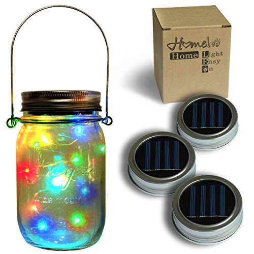 Homeleo 3 pack color changing solar mason jar lid inser…