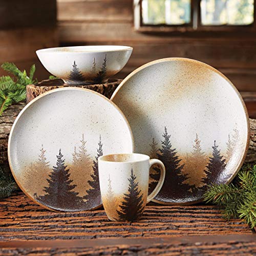 Paseo Road by HiEnd Accents Rustic Dinnerware Set Clearwater Pines Ceramic 16 Piece Forest Pine