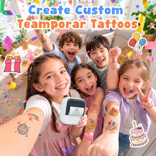 MokoMorrie Temporary Tattoo Maker for Kids, Inkless Thermal Printing AI Custom Temporary Tattoos, Includes 40 Transfer Sheets & Roll, Gift for Boys & Girls Ages 5-12 (Black)
