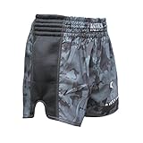 NEW! 10+ Styles - Anthem Athletics RECKONER Retro Muay Thai Shorts - Kickboxing, Thai Boxing - Black Hex With Grey - X-Large