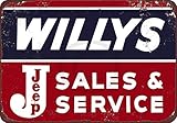 Custom Kraze Willys Jeep Sales and Service Vintage Look Reproduction Metal Sign 8 x 12