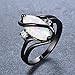 Bamos Jewelry Womens S Promise Ring Graduation Gift Wedding Engagement White Lab Opal Black Gold Party Rings for Her Size 7