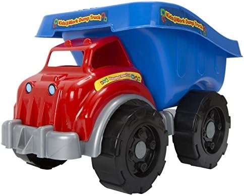 Best Personalized Toy Dump Truck Gift For Kids Red Truck with Blue Dump Box and Special Custom License Plate plus Beach Sand Sandbox Toys