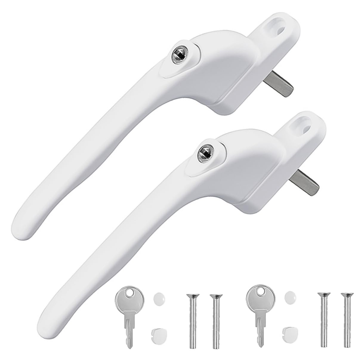 Hsthe Sea 2PCS UPVC Window Handle Lockable Window Handle Aluminum for Indoor and Outdoor UPVC Window-White
