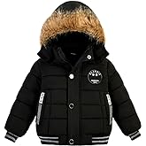 AMIYAN Toddler Boys Down Jacket Fur Collar Hood Thick Warm Winter Snowsuit Coat Parka