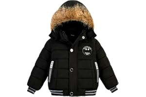AMIYAN Toddler Boys Down Jacket Fur Collar Hood Thick Warm Winter Snowsuit Coat Parka