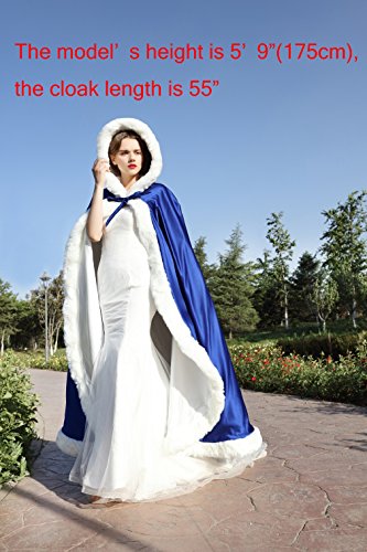 Wedding Cape Hooded Cloak for Bride Winter Reversible with Fur Trim Free  Hand Muff Full Length 55 inches Pink