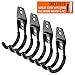 4pcs Garage Hooks for Hanging Ladder Hose Extension Cord Shovel Bike Chair Garden Tools, [UPGRADE VERSION] Wall Mount Hanger and Storage with Longer Screws Hardware Included and Anti Slip Rubber