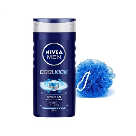 NIVEA Men Cool Kick Shower Gel, 250ml With Free Loofah