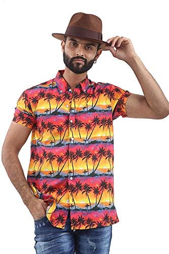 Brooklyn Mens Hawaiian Holiday Shirt Casual Smart Designer Navy White Short Sleeve Comfy Size M - XXL