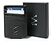 Italian Leather Slim Wallet with Magnetic Money Clip and 6 Card Slots (Black)