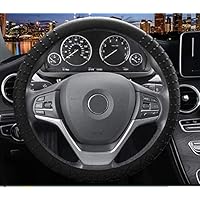 Sulida Steering Wheel Cover Auto Car Silicone Great Grip Anti-Slip Steering Cover for Diameter 36-38cm/14-15inch (Black2)