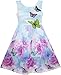 Sunny Fashion Girls Dress Rose Flower Print Embroidery Purple