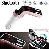 Safety Hammer, Gotd Bluetooth Car Kit Handsfree LCD FM Transmitter Radio Adapter MP3 Player Dual USB Charger SD Remote Safety Hammer (Rose Gold)