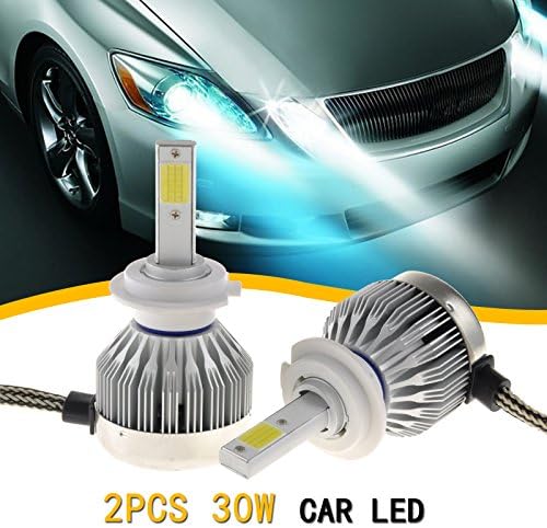 Ehotchpotch 2 Pcs 30W LED Headlight Kit High/Low Beam H4-H/L COB Lamp Beads 6000K White CREE Bulbs 3000LM Brightness