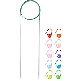 HARFINGTON Knitting Needles Size US 2.5(3mm) Circular Needle 26 Inch(65cm) Round Metal Stainless Steel Needle for Handmade Projects DIY Knitting