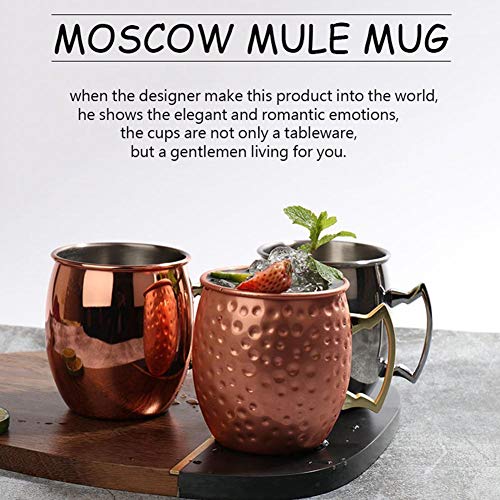 Rvest Moscow Mule Kupferbecher,Moskauer Maultier Kupferbecher Handgefertigt 304 Edelstahl Tasse Cocktailglas Premium… – Bild 5