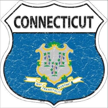 Connecticut State Flag Highway Shield Metal Sign HS-115