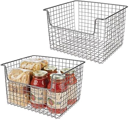 Mdesign Metal Kitchen Pantry Food Storage Organizer Basket
