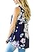Dokotoo Womens Ladies Summer Casaul Sleeveless Floral Print Blouses Tank Tops Work Navy Large
