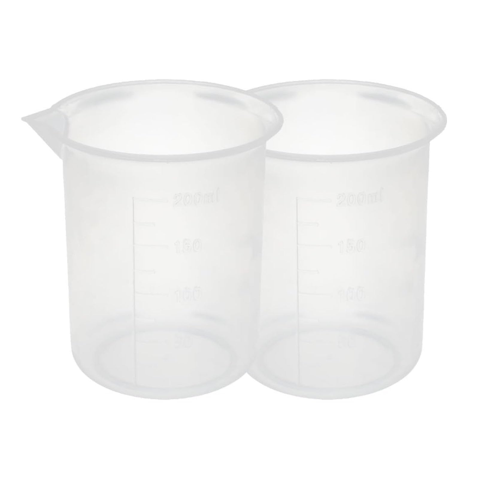 TOP-VIGOR 2Pcs 200ml Plastic Measuring Cups, Transparent Lab Graduated Beakers Liquid Measuring Cups, Heat Resistant Measuring Jugs Mixing Cups for Baking Cooking Lab