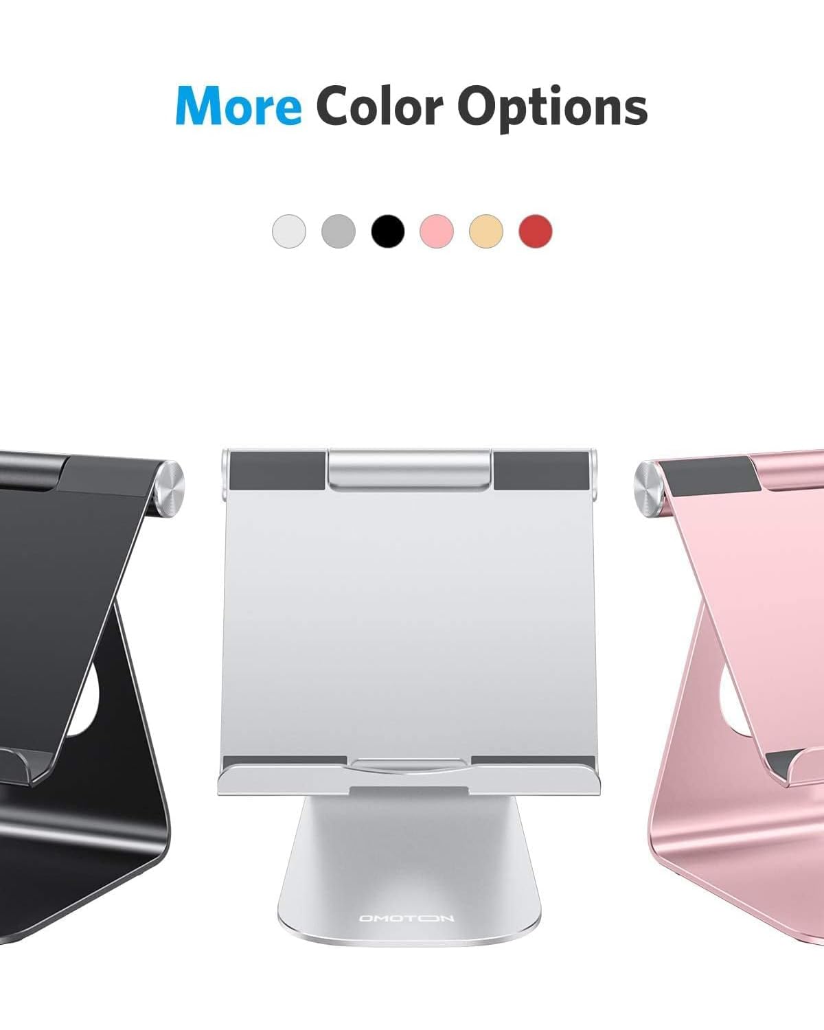 OMOTON Tablet Stand Holder Adjustable, T1 Desktop Aluminum Tablet Dock Cradle Compatible with iPad Air/Mini, iPad 10.2/9.7, iPad Pro 11/12.9/13, Samsung Tab and More Up to 13 inch, Silver