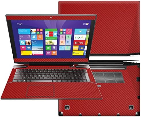 Decalrus - Protective decal for Lenovo IdeaPad Y50 (15.6" Screen) laptop RED Carbon Fiber skin skins decal case cover wrap CFideapadY50Red