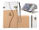 iPhone 5 Case, iPhone 5S Case, Welity White/Beige Color Zipper Purse with Pirate Hook Wallet Leather Case Cover With Credit Card Slots & Money Holders for Apple iPhone 5/5S/5G and one gift