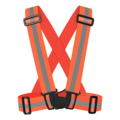 Reflective Safety Vest Leshp Premium Reflective Running Vest Visibility Safety Accessories for Walking,Cycling,Hiking,Motorcycle Riding,Jogging (Regular, Orang)