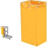 Replacement Janitorial Cart Bag-16 x 11 x 27inches, High Capacity Waterproof Thickened Housekeeping Commercial Janitorial Cleaning Cart Bag with 6 Brass Grommets - 23 Gallon (Yellow)