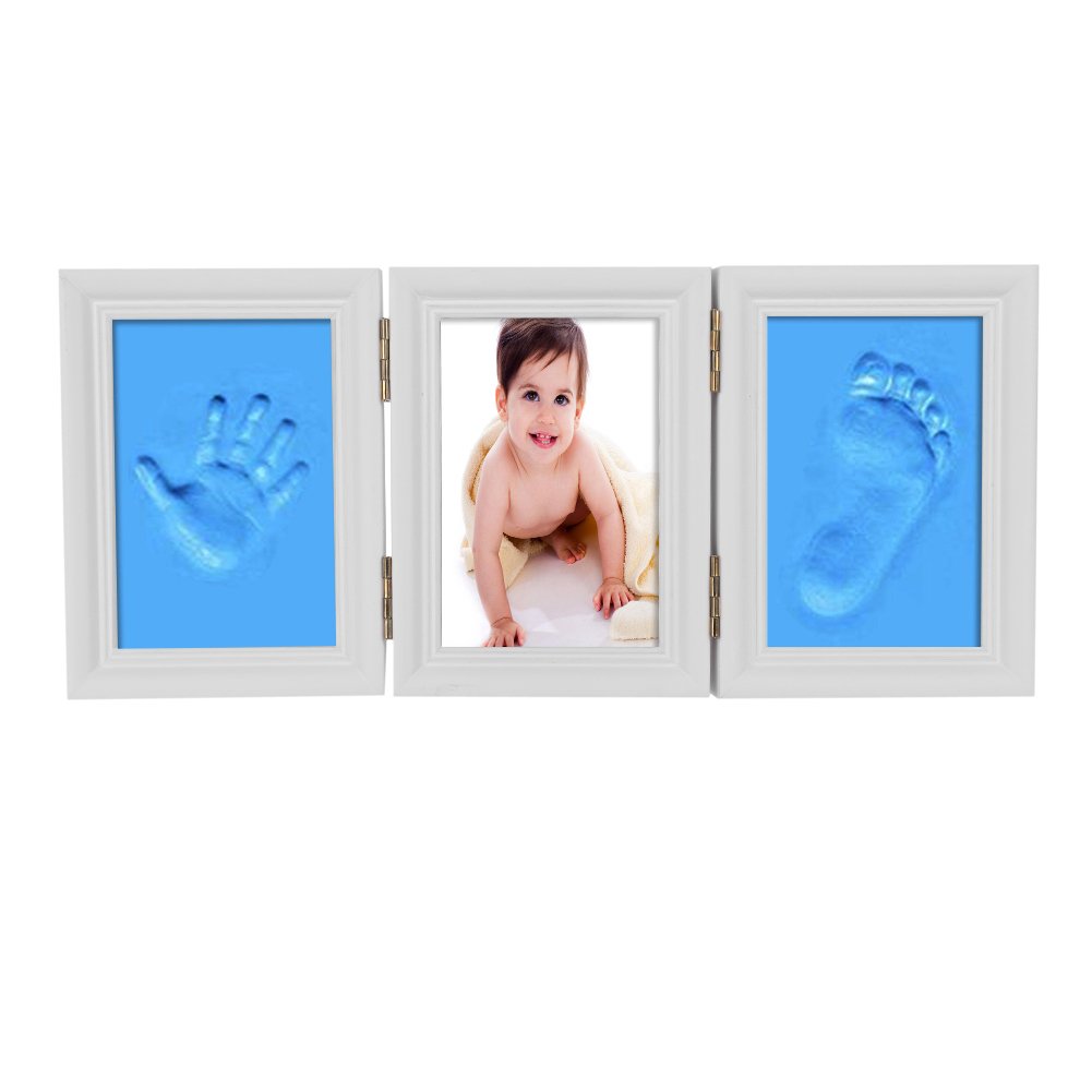 Kit Dempreintes Et Moulage Cadre Photo Bebe Empreinte De Main Pied Trois Pliants Cadre Souvenir En Bois Cadeau De Naissance Pour Nouveau Ne Anniversaire Noel Bapteme Decoration Bureau Chambre Table Decoration De La