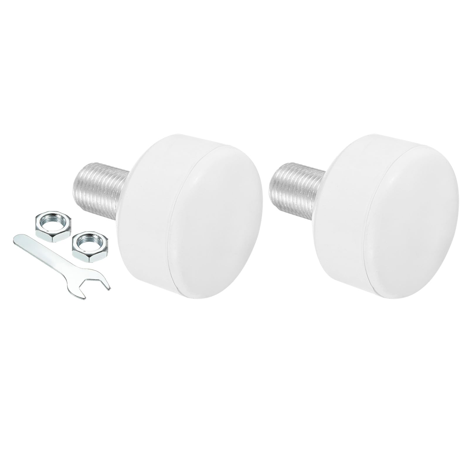 M METERXITY Roller Skate Stopper - Rubber Brake Block Toe Stops, Adjustable with Bolts 82A Round, Apply to Roller Skate (0.6 Inch Dia Thread, White)