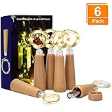 (6 Pack) Wine Bottle String Lights, DealKits LED Cork Fairy Lights, Powered by AAA Battery for Bedroom, Birthday Wedding Parties, Home Garden Bar Decoration - Warm White, 2.3ft