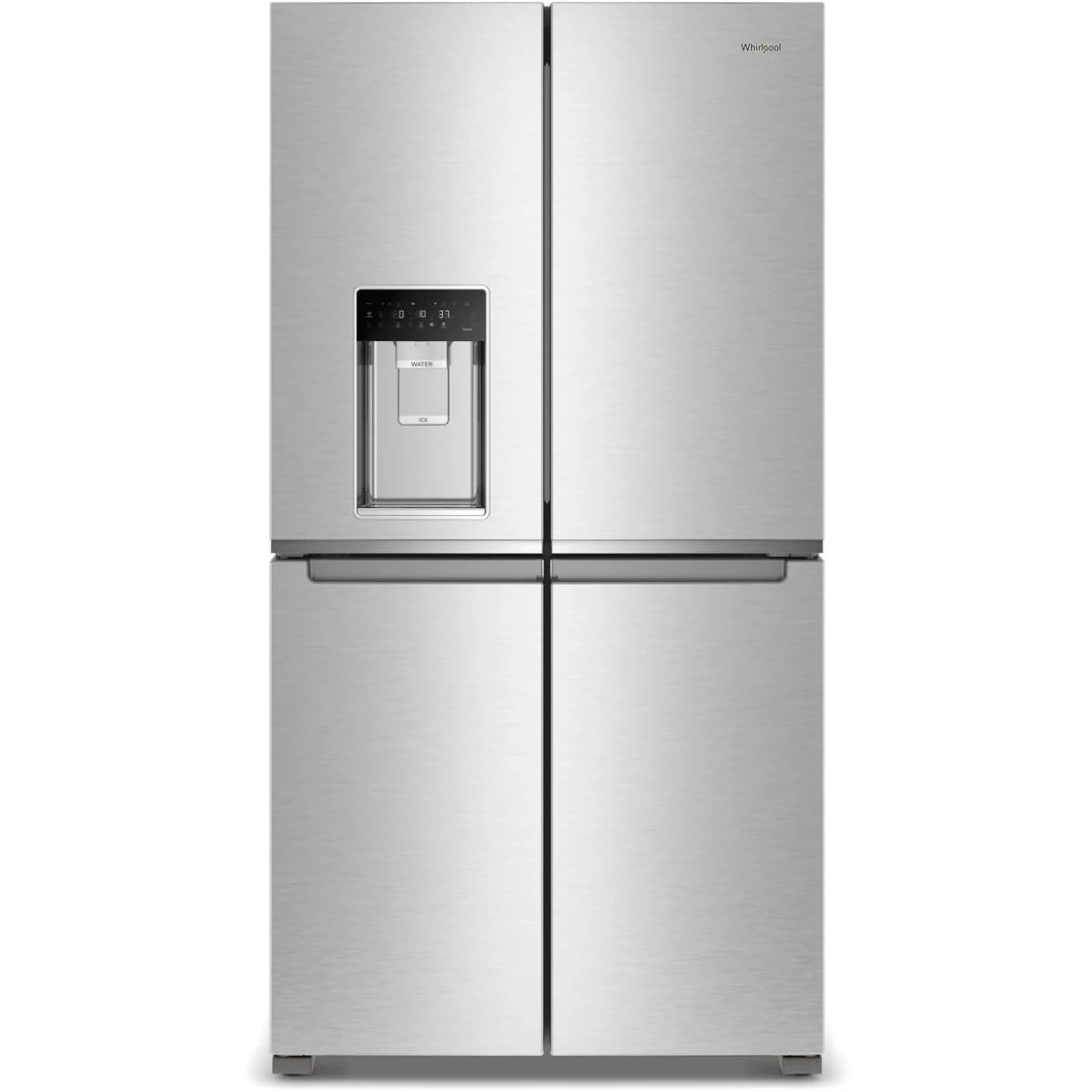 Photo 1 of (top right door damaged) (needs to be replaced) Whirlpool 36 Inch Counter-Depth 4-Door French Door Refrigerator with 19.1 Cu.ft. Capacity, Adjustable Shelves, Gallon Door Bins, Deli Drawer, In-Door-Ice® and Water, Auto Ice Maker