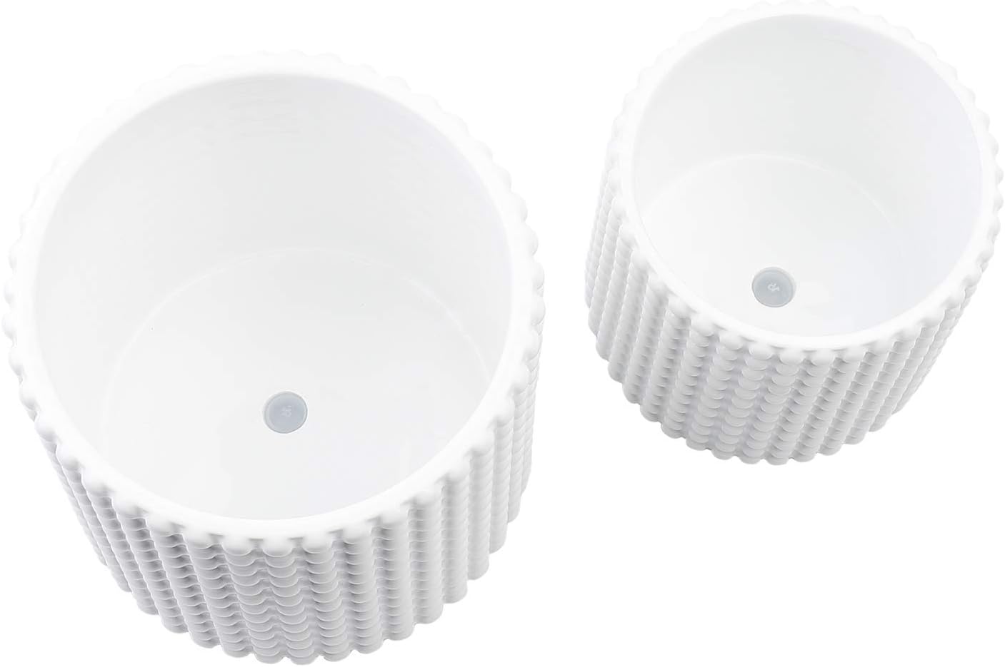 White Ceramic Vintage Style Hobnail Patterned Planter Pots - 6 and 5 Inch Containers with Watering Drain Plug for Indoor Succulent Plants or Flowers : Garden & Outdoor