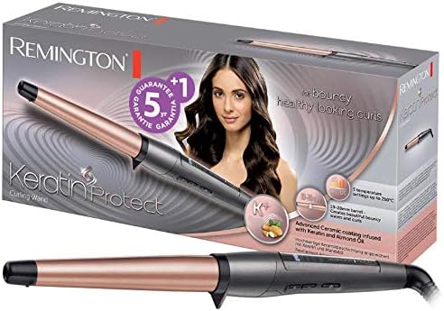 Queratina Proteja o Enrolador de Cabelo, Óleo de Queratina e Amêndoa, Enrolador de Cabelo com Cano de 19-28 mm, Cerâmica, 5 Temperaturas até 210°C, Digital, CI83V6, Preto, Ouro Rosa