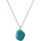 Turquoise Pendant Necklace Vintage 925 Sterling Silver Irregular Gemstone Necklace for Women Gift