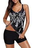 Dearlove Womens Straps Printed Tankini Top Swimsuits with Swim Shorts S-XXXL