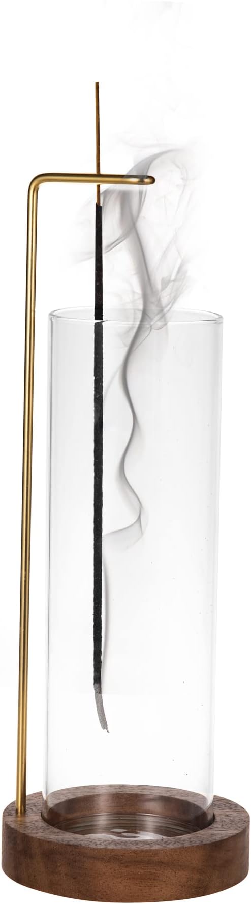 IMEEA Walnut Incense Holder with Glass Ash Catcher for Meditation